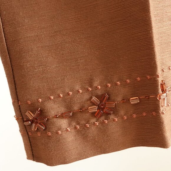 Alfred Dunner Women's Brown Drawstring Pants with Beaded Hem Detail - Picture 4 of 7